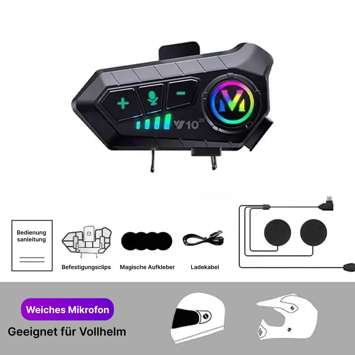 RiderZest V2 Motorrad Headset 2 Personen