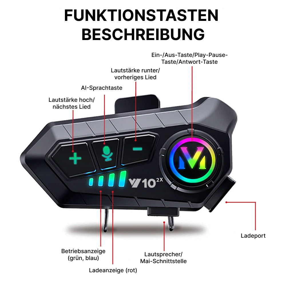 RiderZest V2 Motorrad Headset 2 Personen