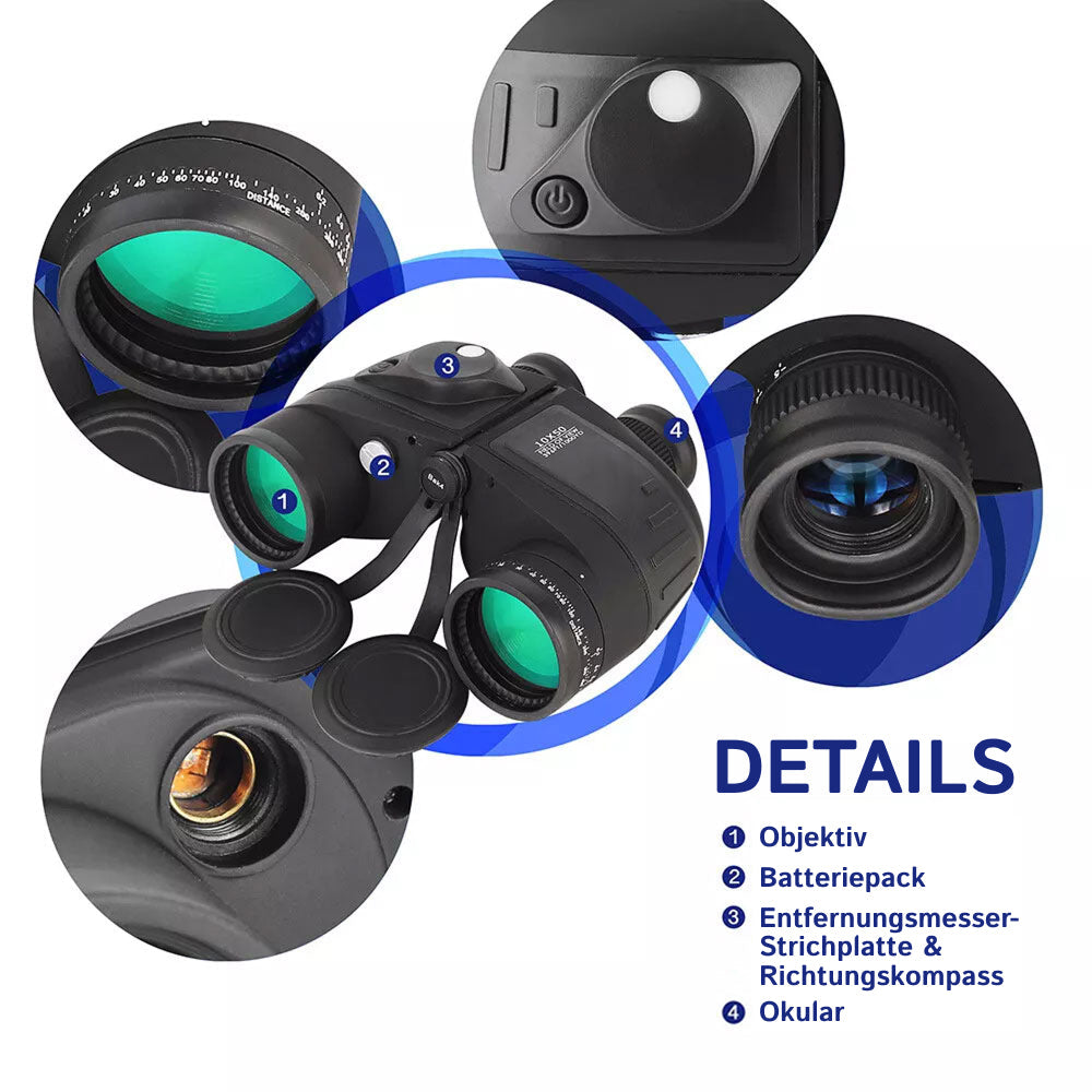 SeaSpix Marine Fernglas Mit Kompass Und Entfernungsmesser